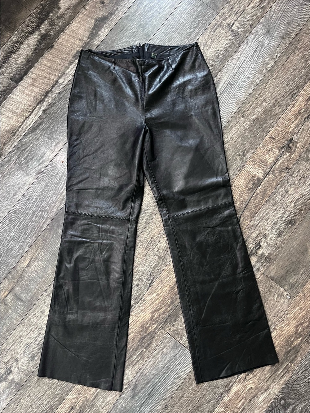 Vintage Danier Black Genuine Leather Flare Pants - Size 12
